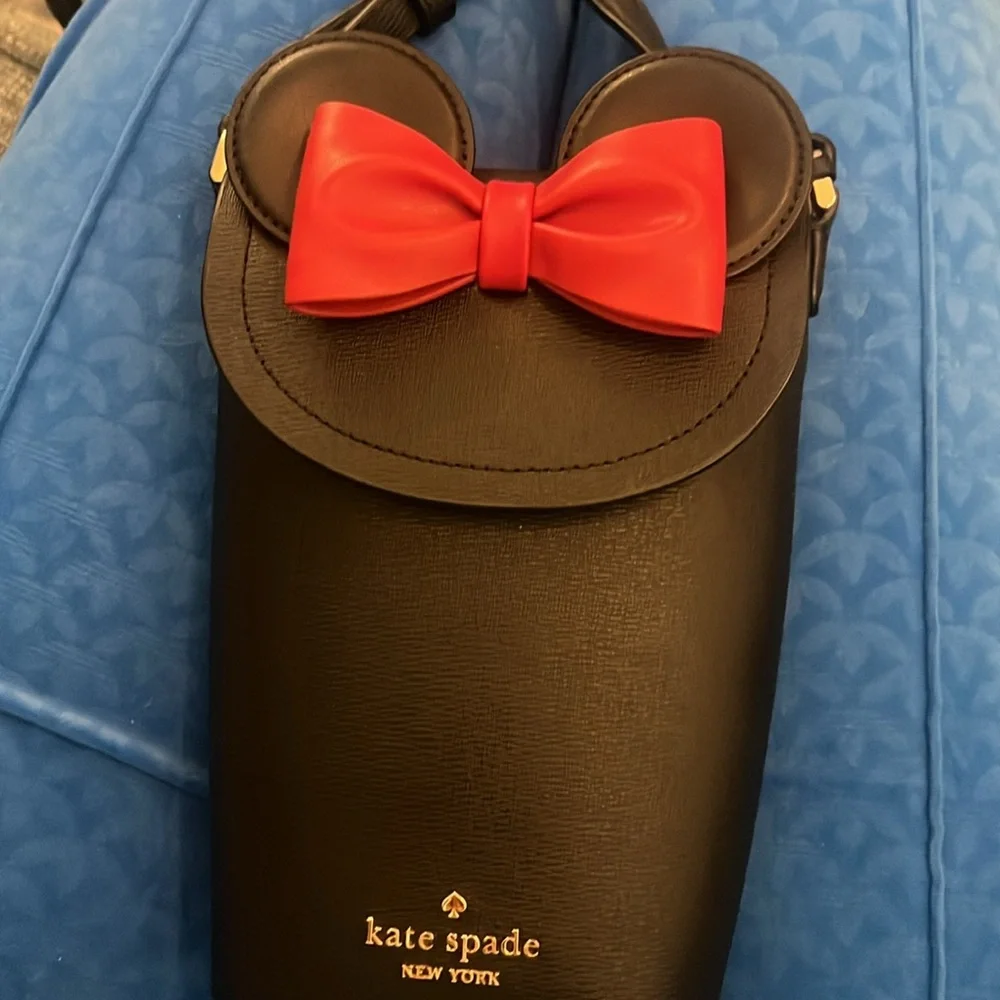 disney x kate spade new york minnie mouse crossbody black red bow - Picture 4 of 5